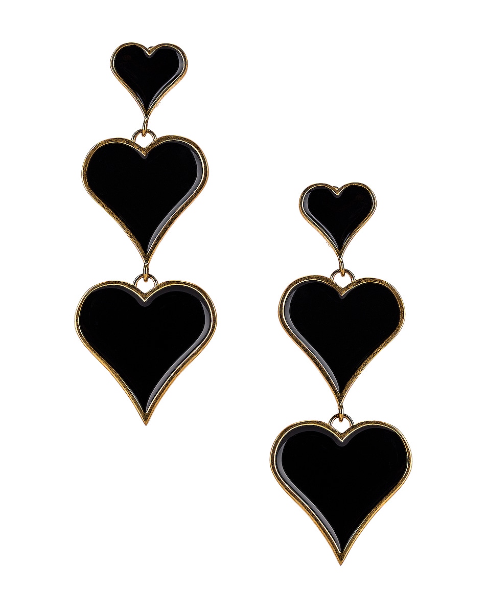 Image 1 of Saint Laurent Heart Earrings in Black