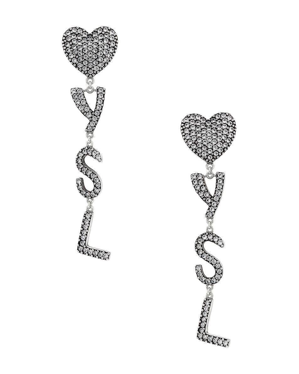 Image 1 of Saint Laurent YSL Earrings in Argent Oxyde/Crystal