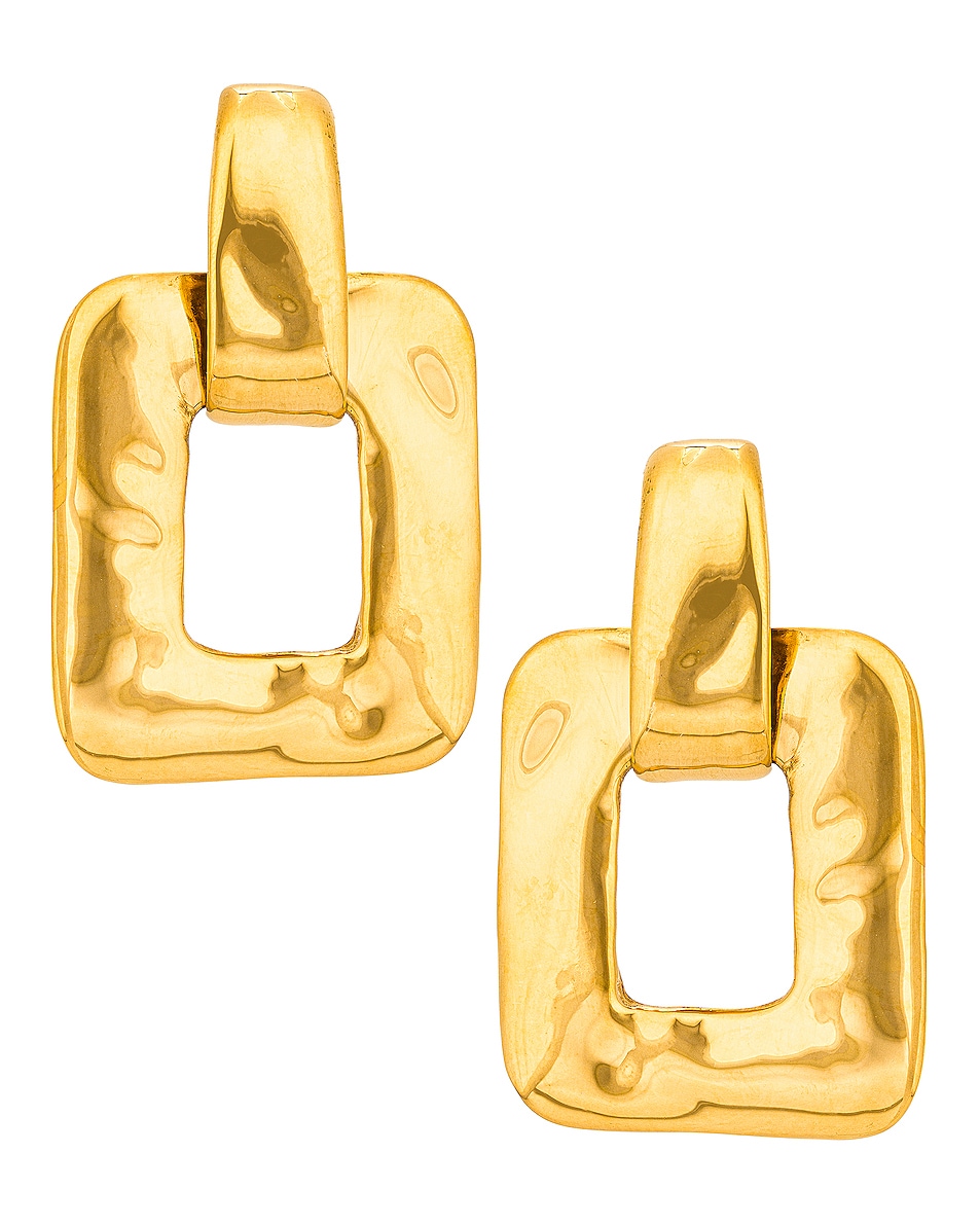 Image 1 of Saint Laurent Square Hoop Earrings in Oro