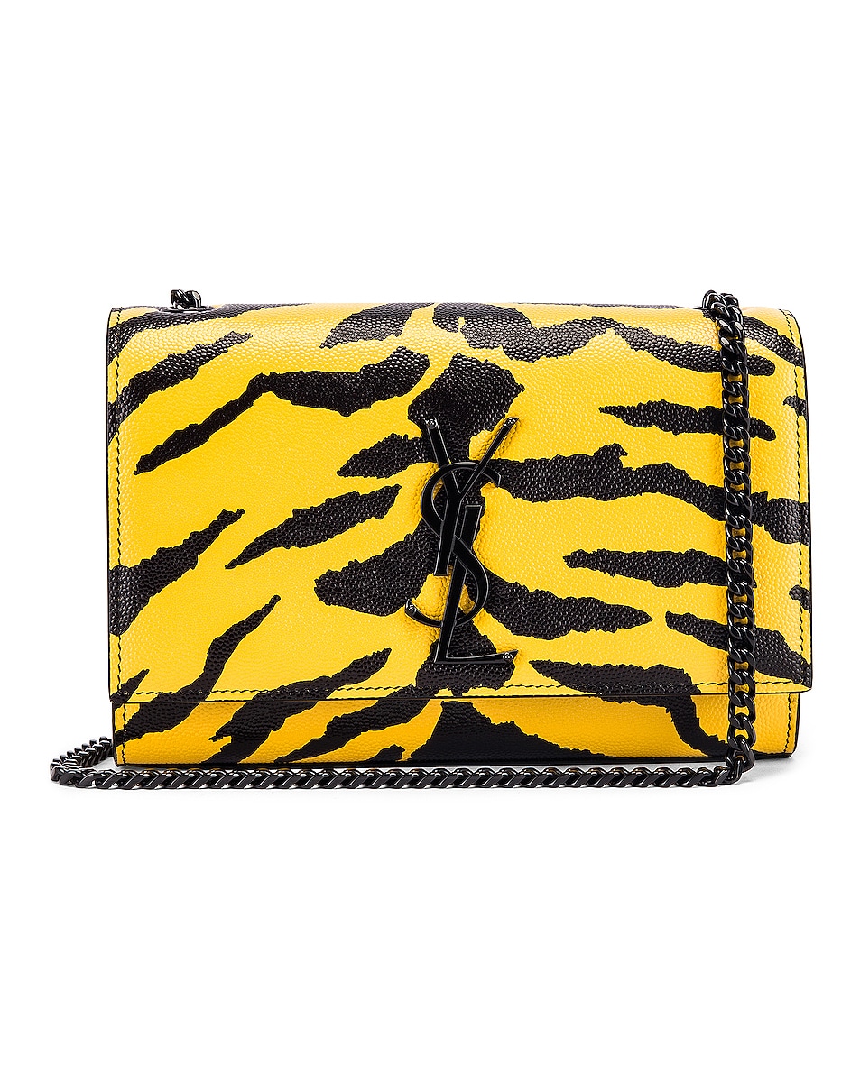 Image 1 of Saint Laurent Small Tiger Monogramme Kate Crossbody Bag in Yellow & Black