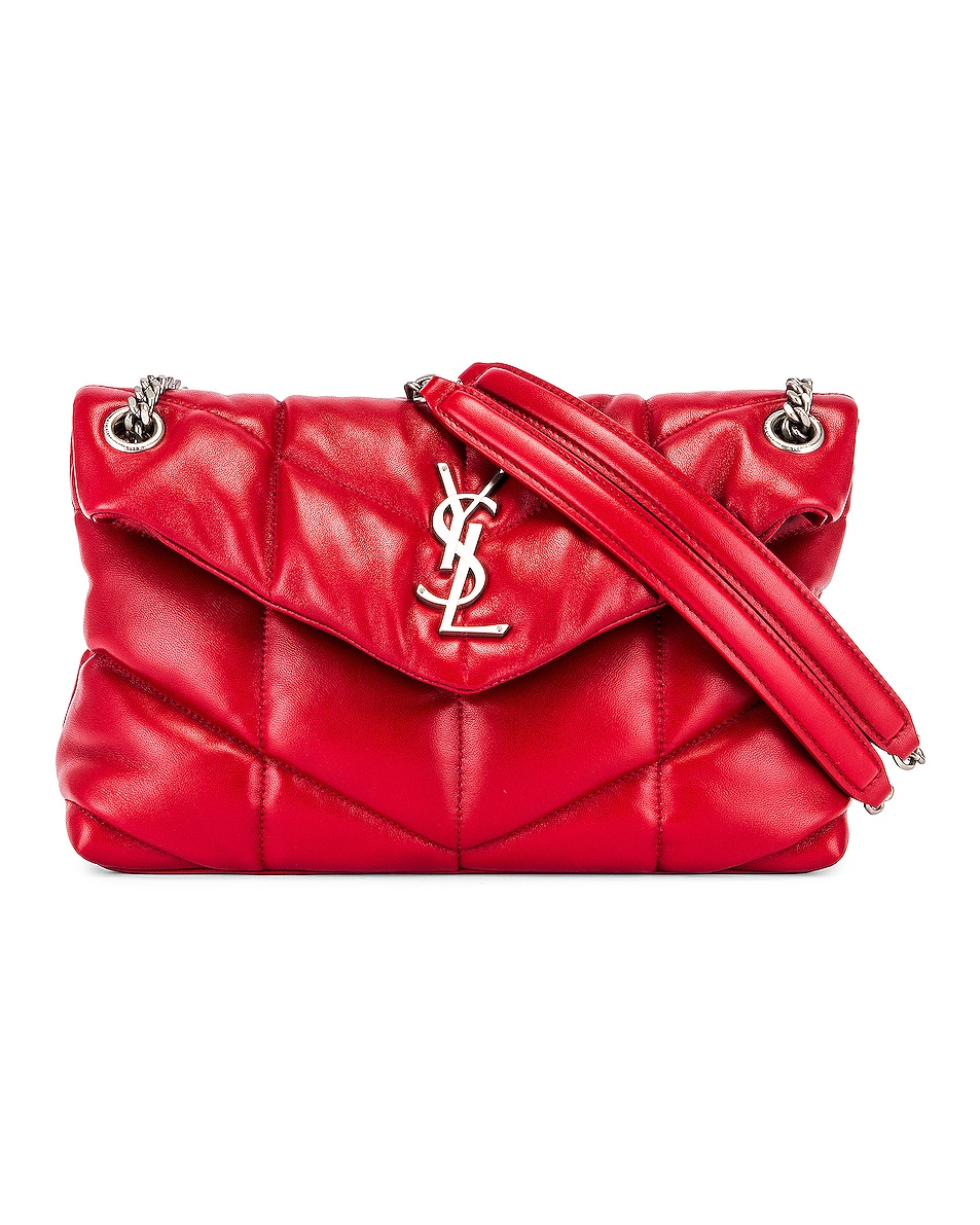 Image 1 of Saint Laurent Small Monogramme Puffer Loulou Shoulder Bag in Red
