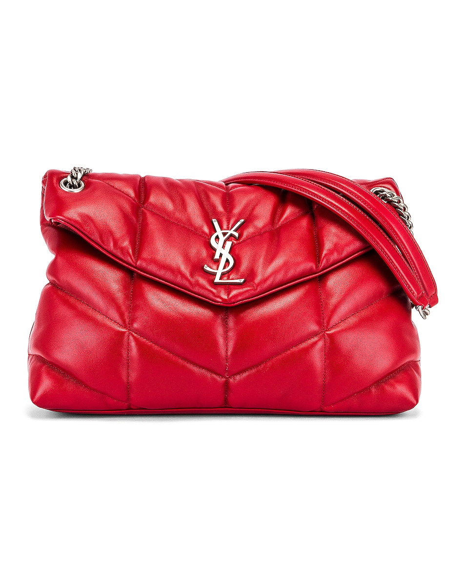 Image 1 of Saint Laurent Medium Monogramme Puffer Loulou Shoulder Bag in Red