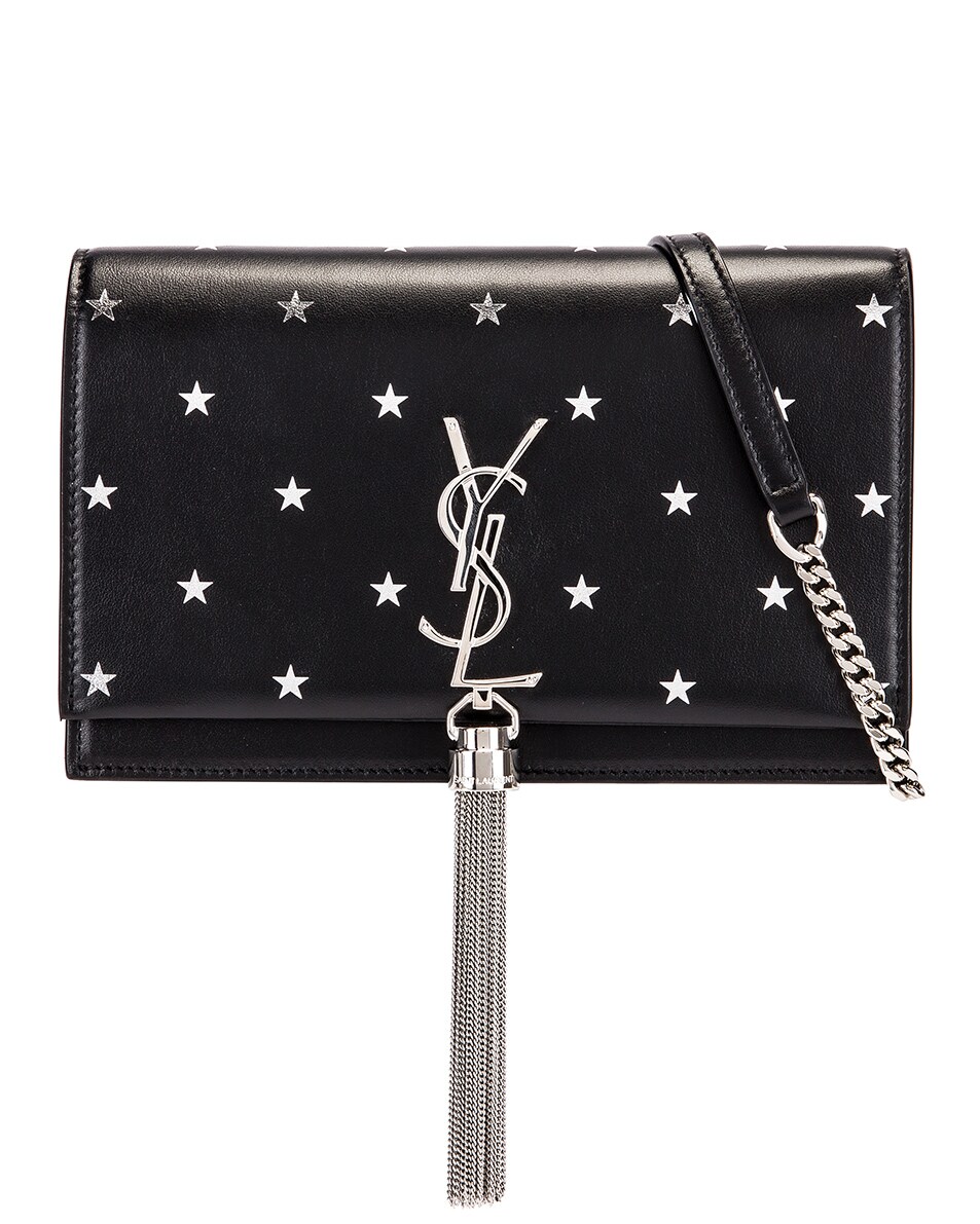 Image 1 of Saint Laurent Kate Chain Wallet Bag in Black & Silver