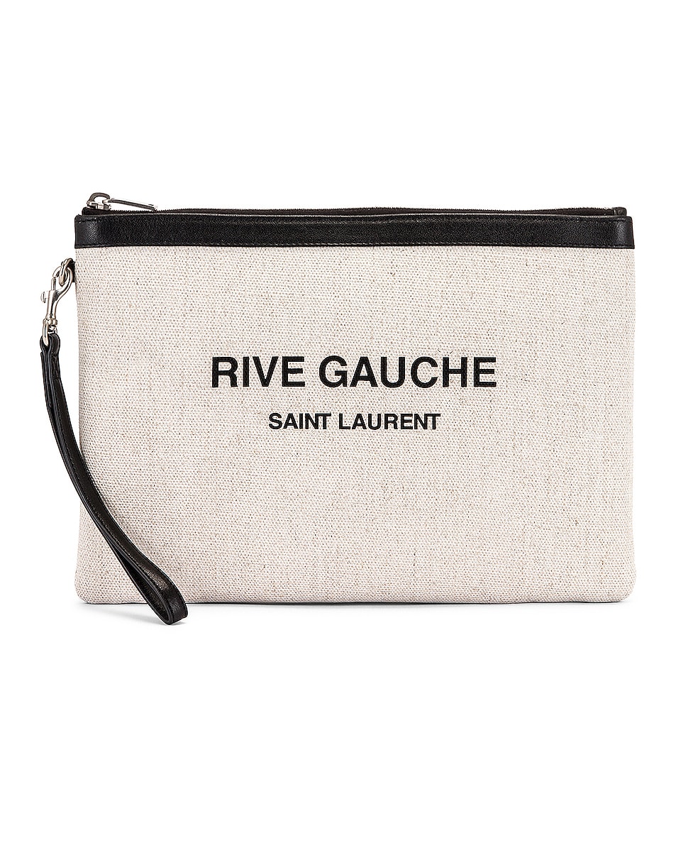 Image 1 of Saint Laurent Monogramme Pouch in White & Black
