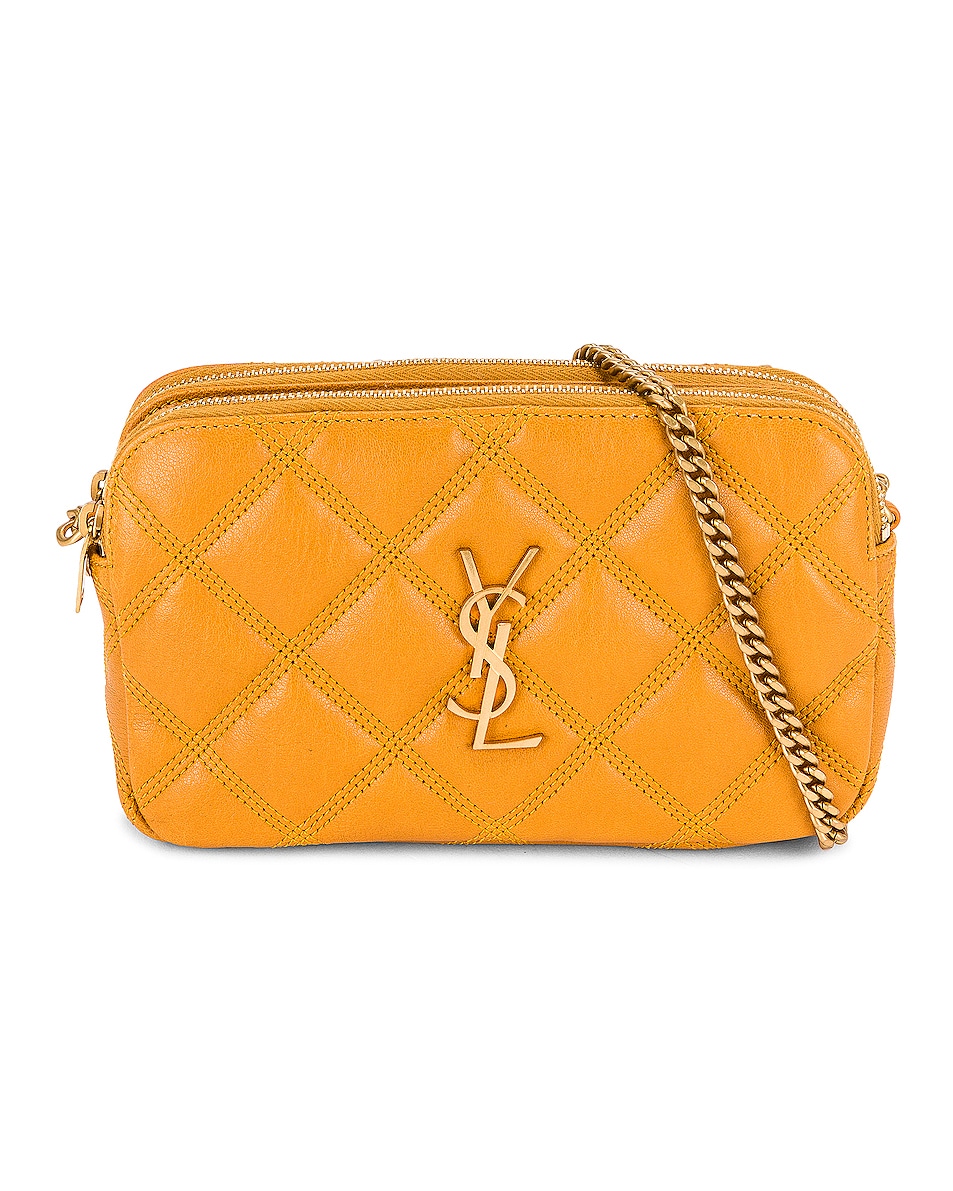 Image 1 of Saint Laurent Becky Double Zip Pouch in Moutarde