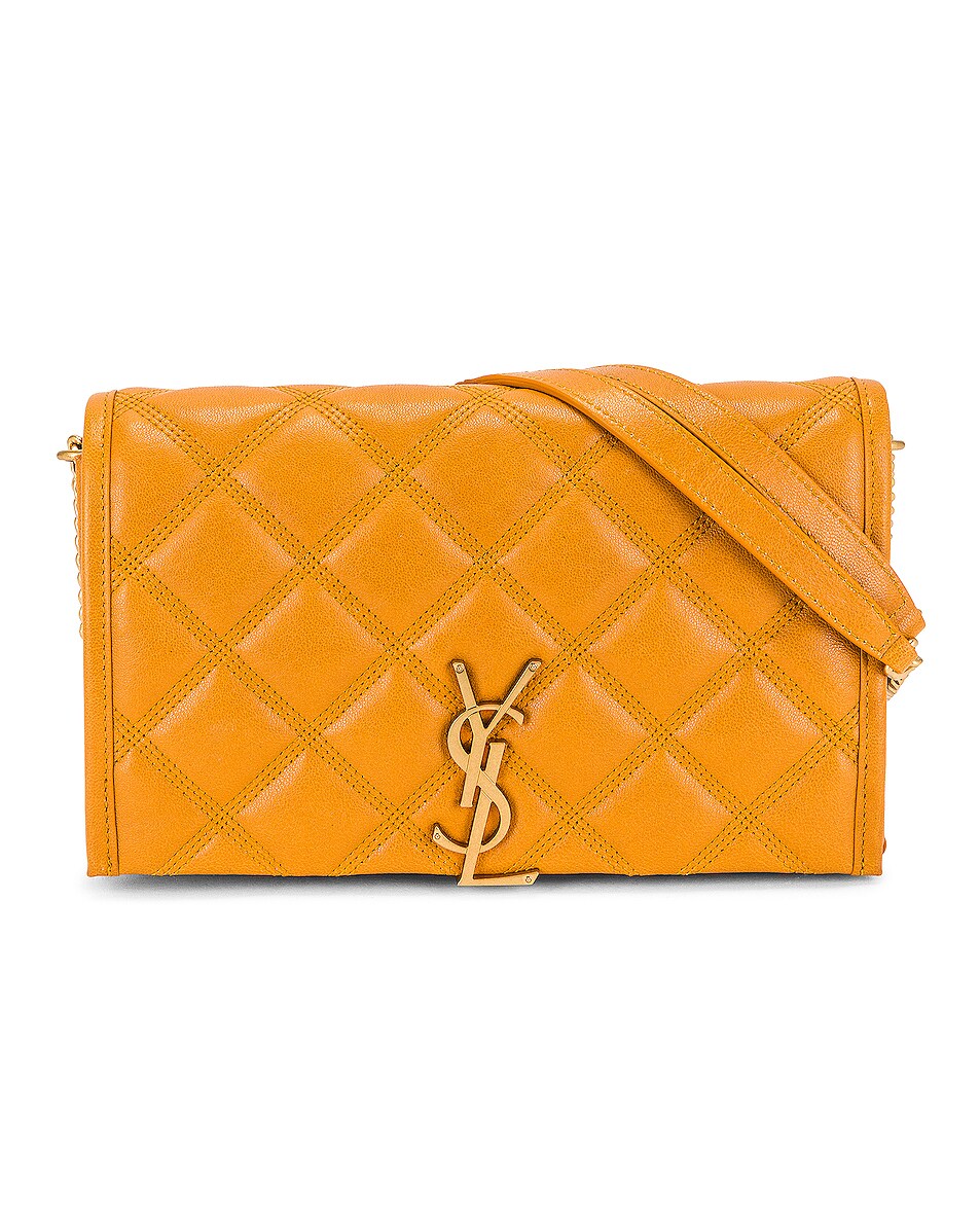 Image 1 of Saint Laurent Becky Chain Wallet Bag in Moutarde