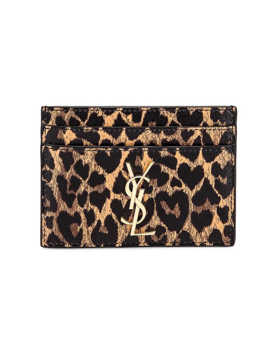 Image 1 of Saint Laurent Monogramme Credit Card Case in Toffee & Natural
