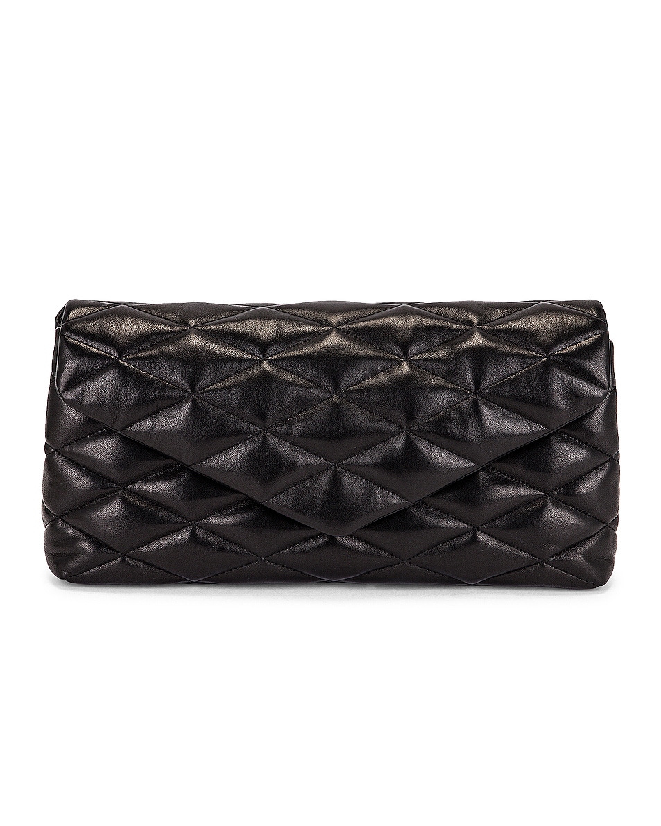 Image 1 of Saint Laurent Sade Oversized Puffy Clutch in Noir