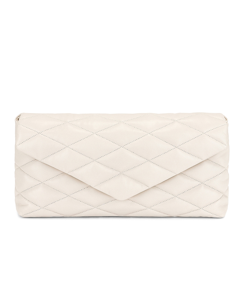 Image 1 of Saint Laurent Sade Oversized Puffy Clutch in Blanc Vintage