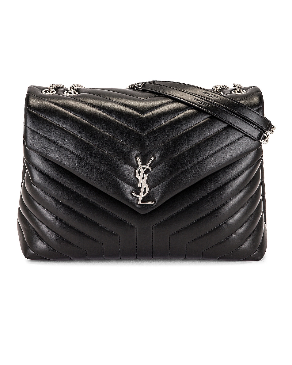 Image 1 of Saint Laurent Large Loulou Chain Bag in Nero & Nero