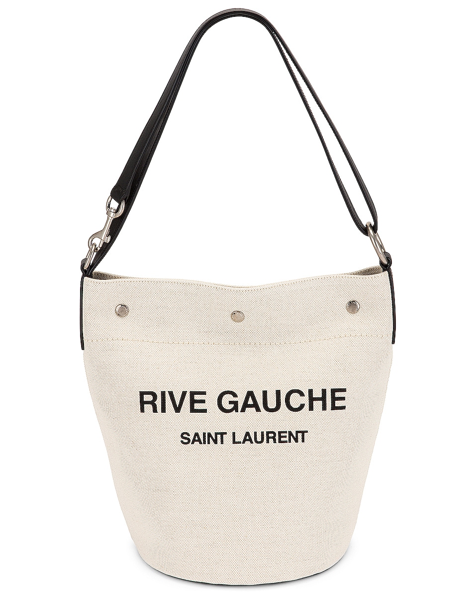 Image 1 of Saint Laurent Rive Gauche Seau Bucket Bag in Lino Bianco & Nero