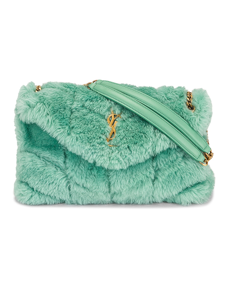 Image 1 of Saint Laurent Small Loulou Puffer Chain Bag in Iced Mint