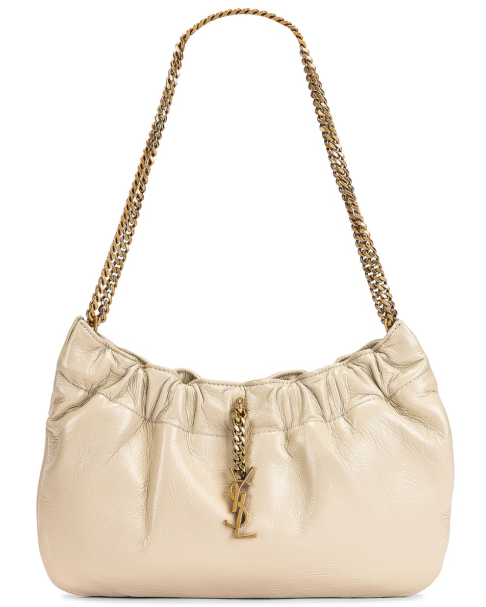Image 1 of Saint Laurent Monogamme Hobo Bag in Winter White & Taupe