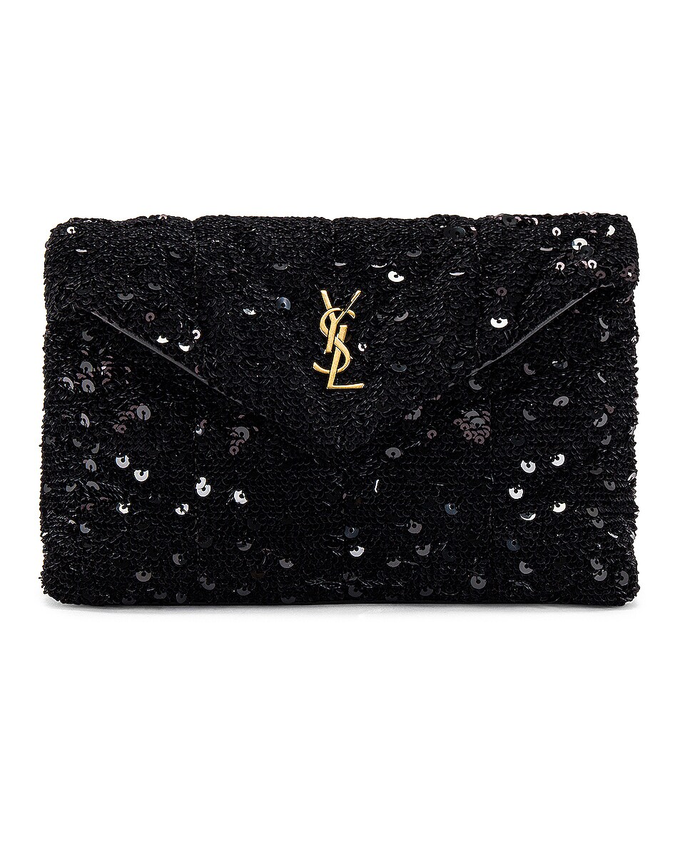 Image 1 of Saint Laurent Small Puffer Pouch in Nero & Nero