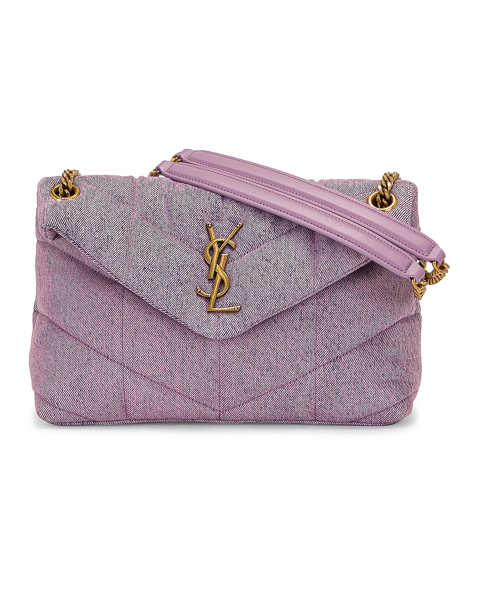 Image 1 of Saint Laurent Small Puffer Chain Bag in Denim Lilas & Lilas