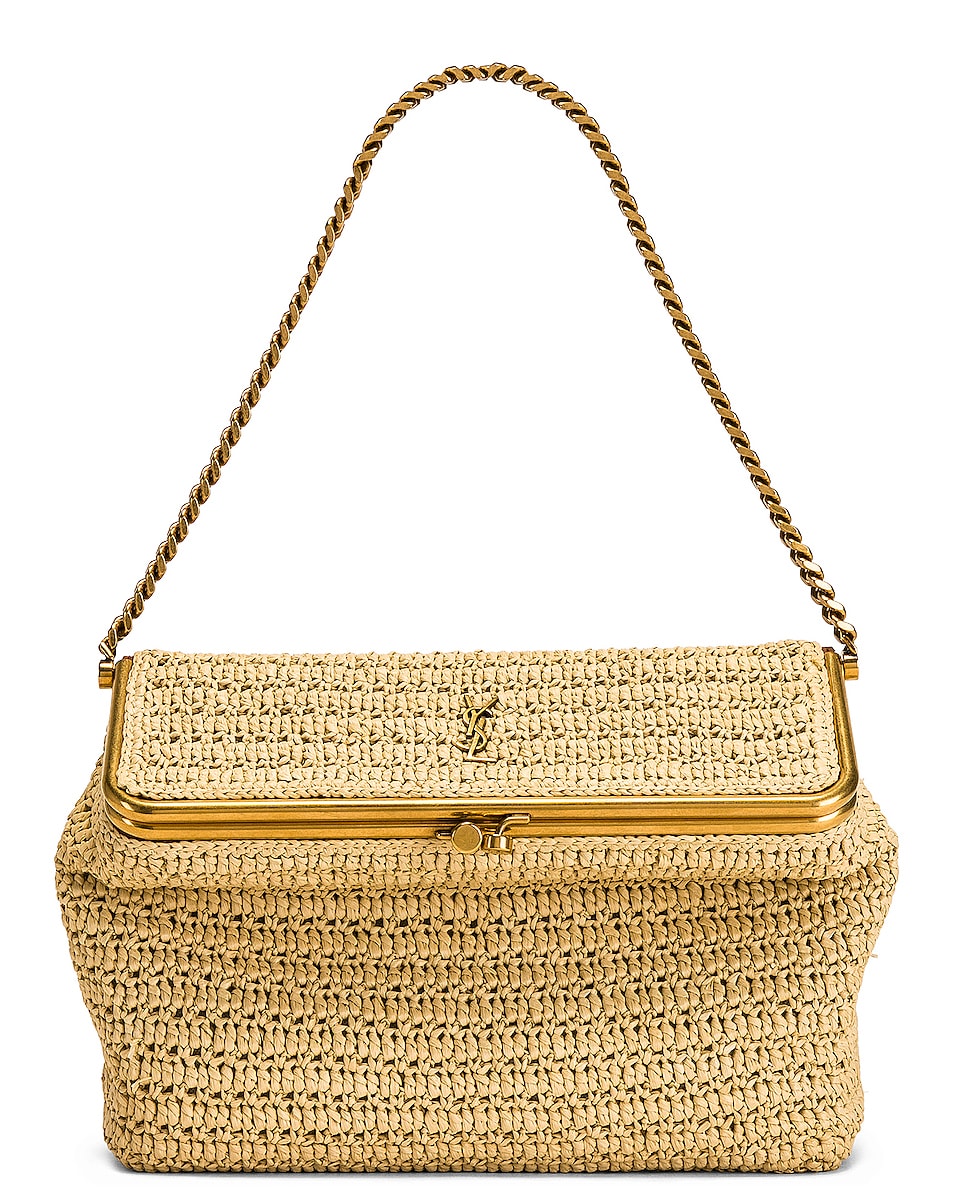 Image 1 of Saint Laurent Medium Sac Charniere Bag in Natural & Brick