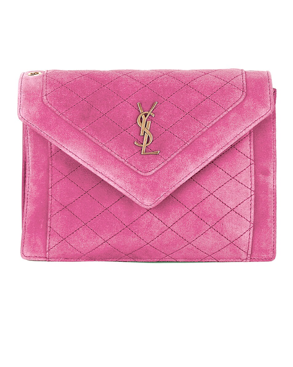 Image 1 of Saint Laurent Mini Gaby Monogramme Satchel Bag in Rose Robis & Rose Rubis