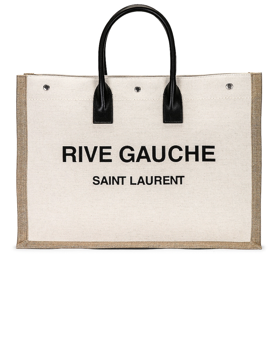 Image 1 of Saint Laurent Rive Gauche Tote Bag in Greggio, Naturale, & Nero