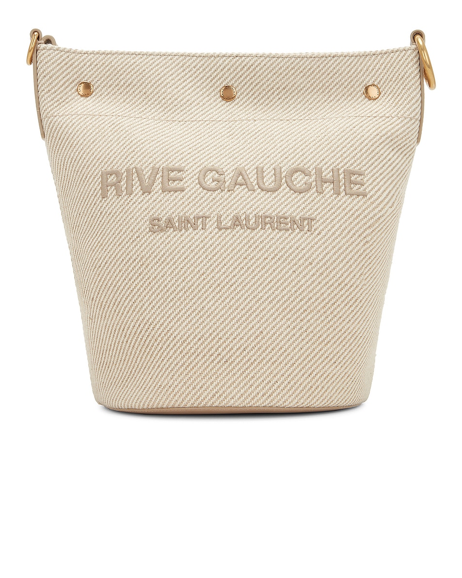 Image 1 of Saint Laurent Rive Gauche Bucket Bag in Beige & Sea Salt