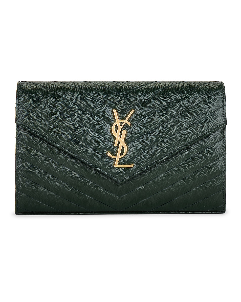 Image 1 of Saint Laurent Wallet on Chain Bag in Dark Emerald