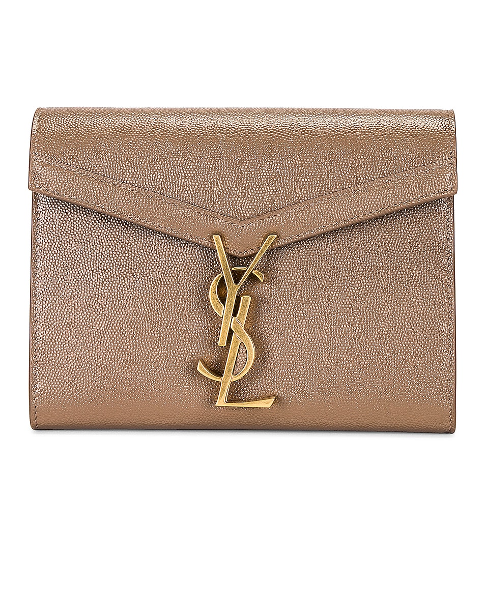 Image 1 of Saint Laurent Cassandra Wallet on Chain Bag in Taupe & Nero