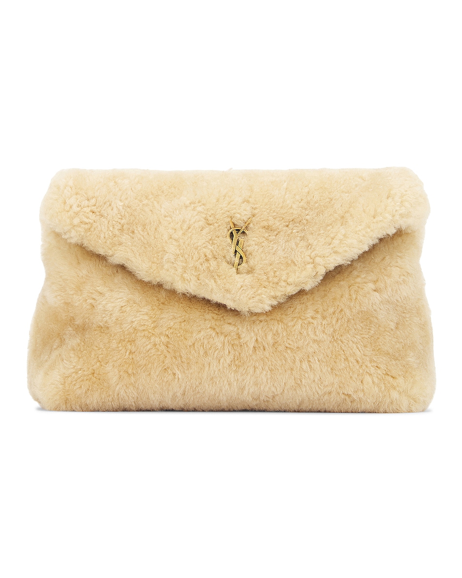 Image 1 of Saint Laurent Small Puffer Pouch in Natural Beige & Brick