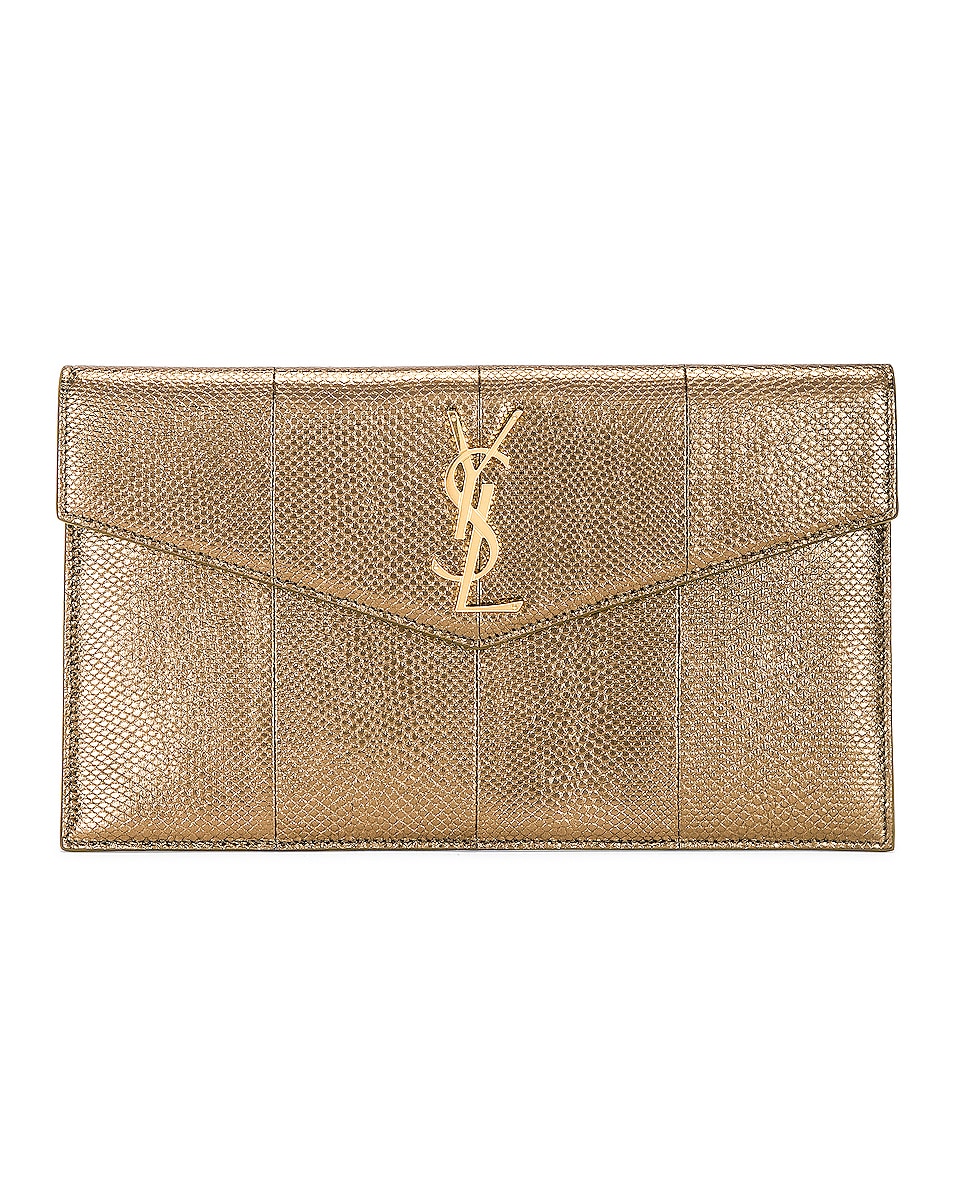 Image 1 of Saint Laurent Medium Pouch in Gold Military