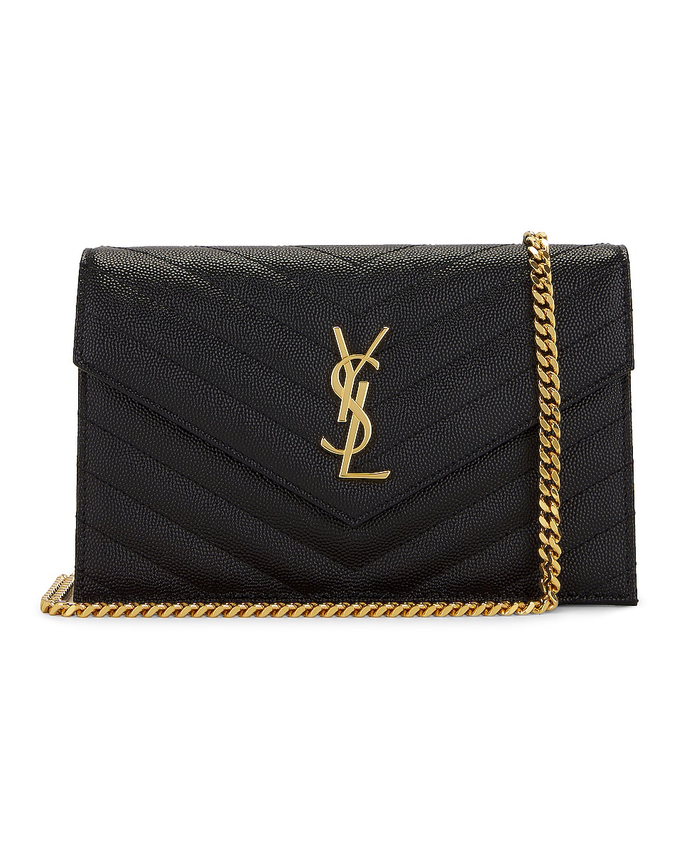 Image 1 of Saint Laurent Cassandra Envelope Chain Wallet Bag in Noir