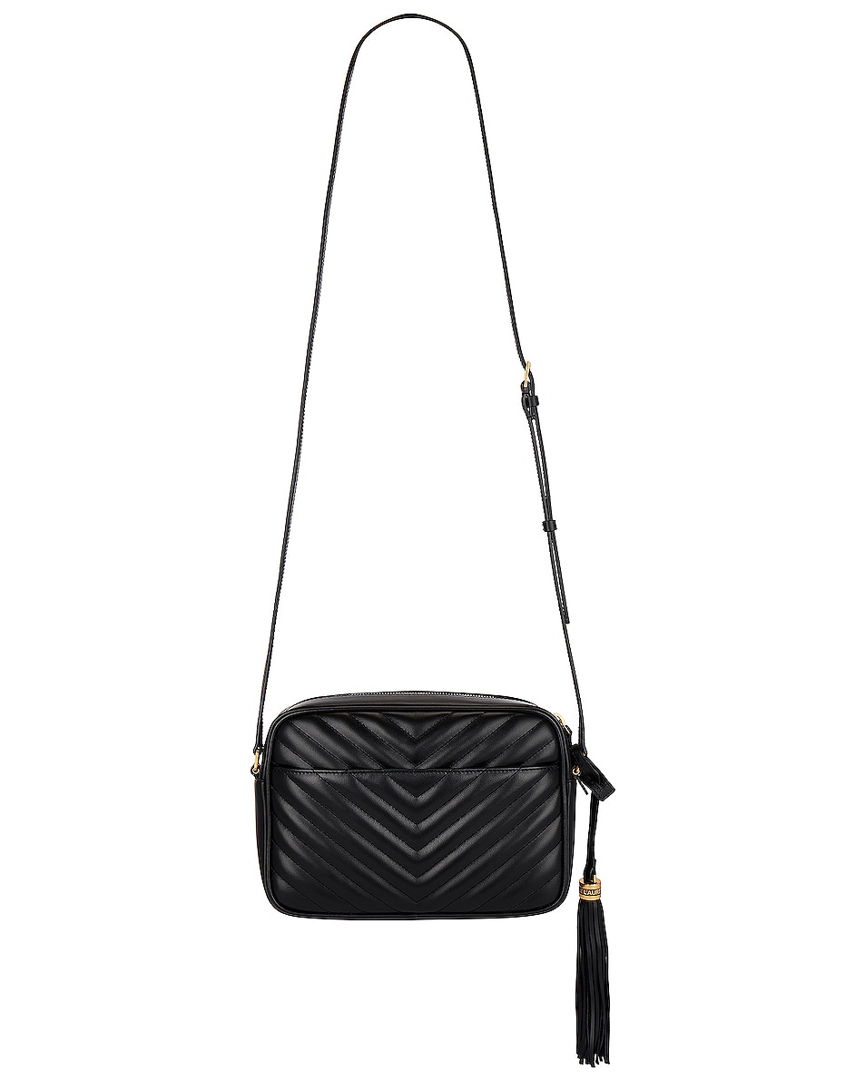 Saint Laurent Medium Lou Bag With Pocket in Nero FWRD