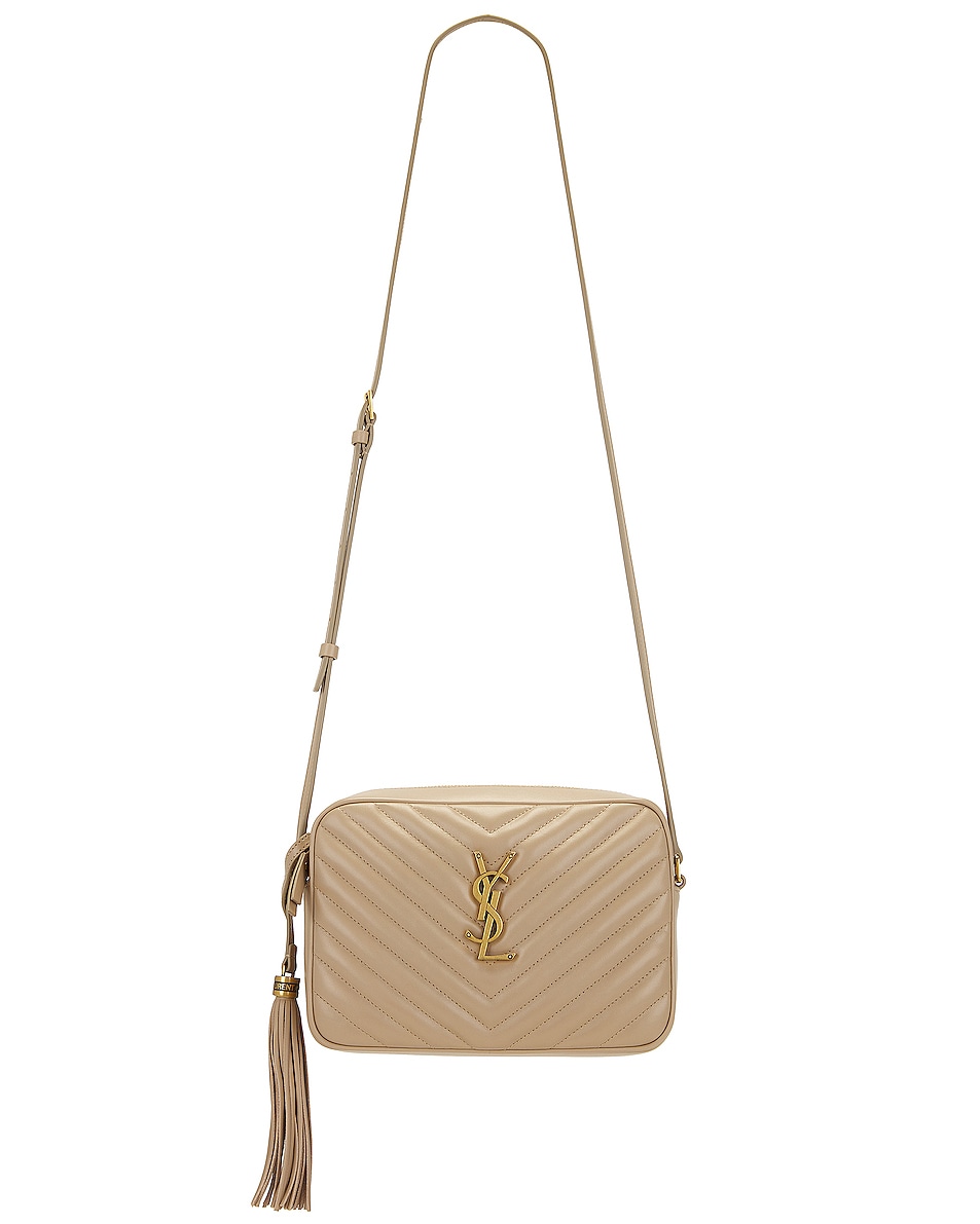 Saint Laurent Medium Lou Bag With Pocket in Dark Beige FWRD
