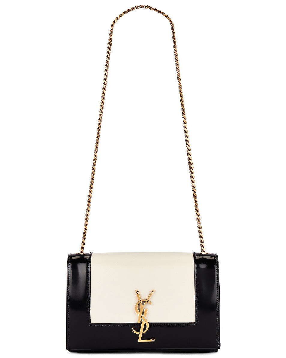 Image 1 of Saint Laurent Small Kate Chain Bag in Off White & Nero