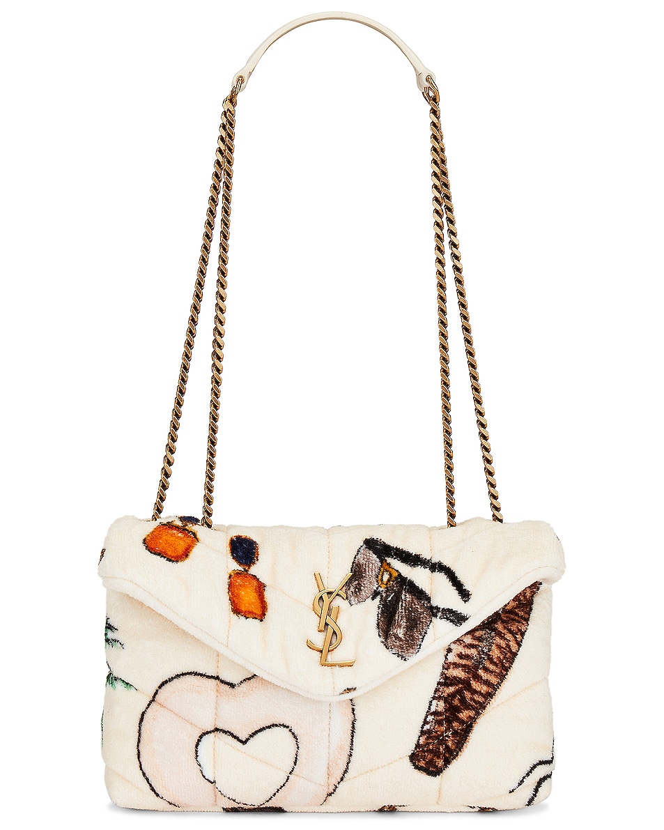 Image 1 of Saint Laurent Toy Puffer Bag in Poudre White & Multicolor