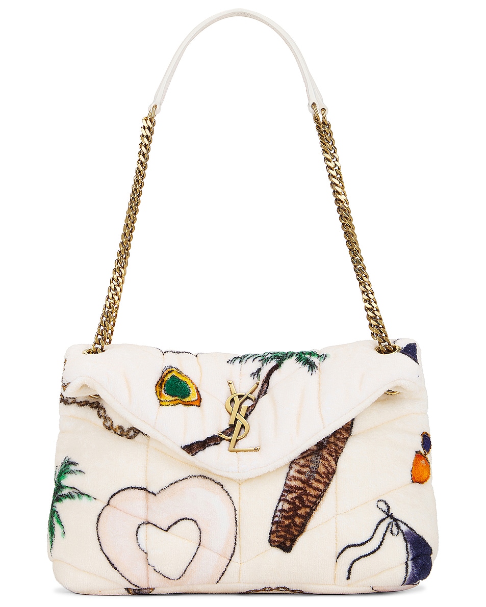 Image 1 of Saint Laurent Small Puffer Chain Bag in Poudre White & Multicolor