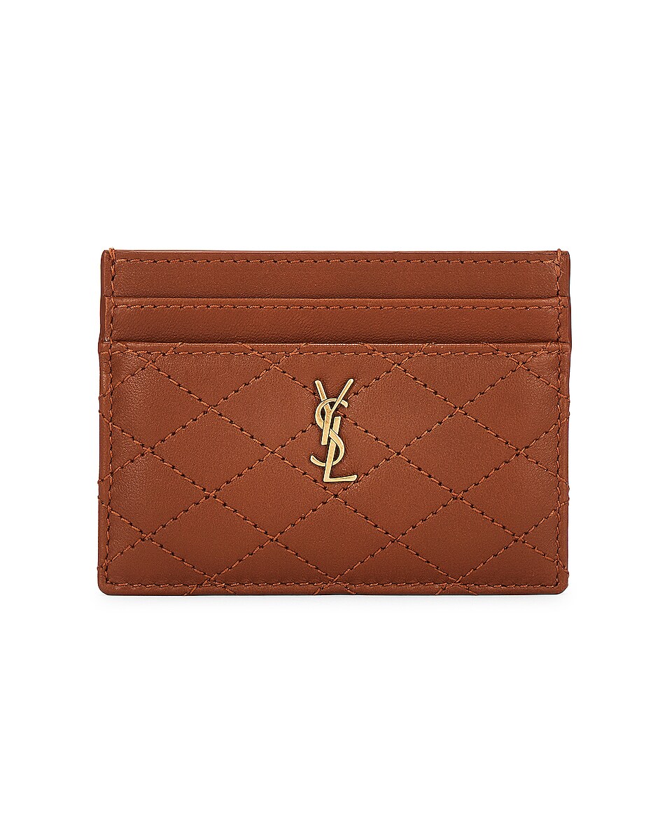 Image 1 of Saint Laurent Gaby Card Case in Ginger Brown