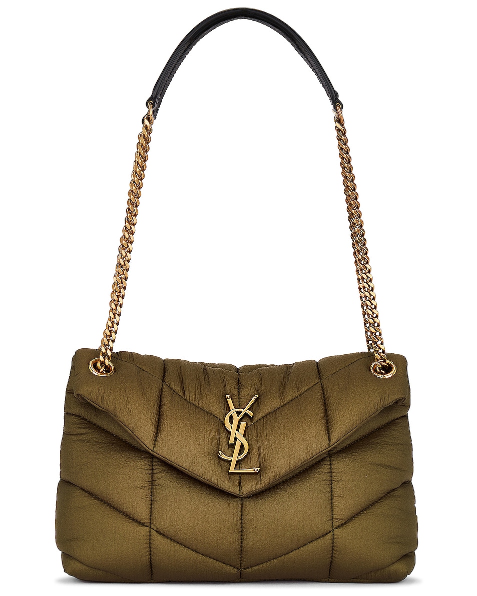 Image 1 of Saint Laurent Small Puffer Chain Bag in Military Green & Nero