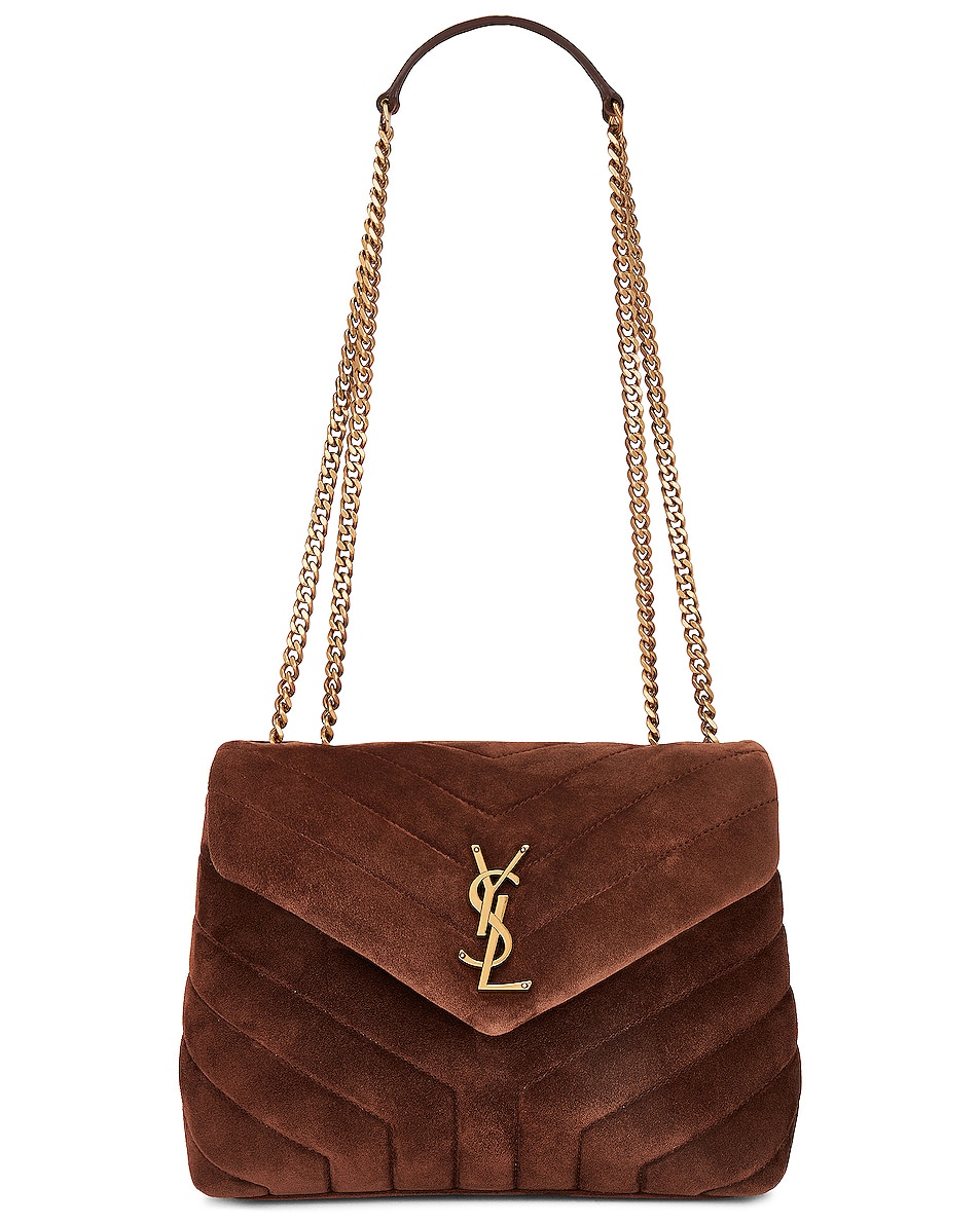 Image 1 of Saint Laurent Small Loulou Chain Bag in Bark Brown