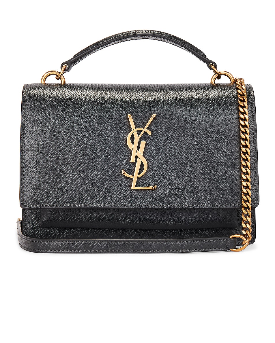 Saint Laurent Top Handle Sunset Chain Wallet Bag in Storm FWRD
