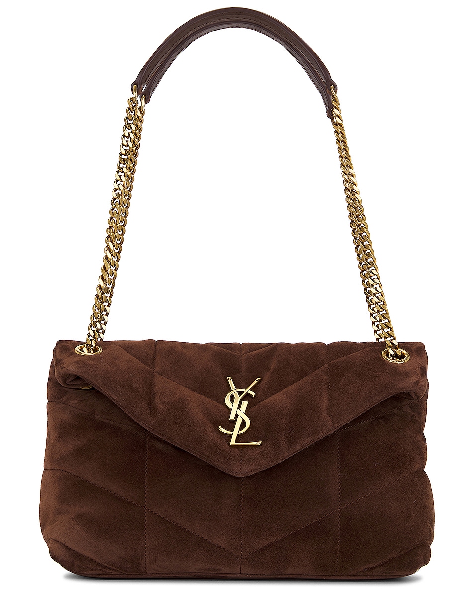 Image 1 of Saint Laurent Small Puffer Chain Bag in Bark Brown