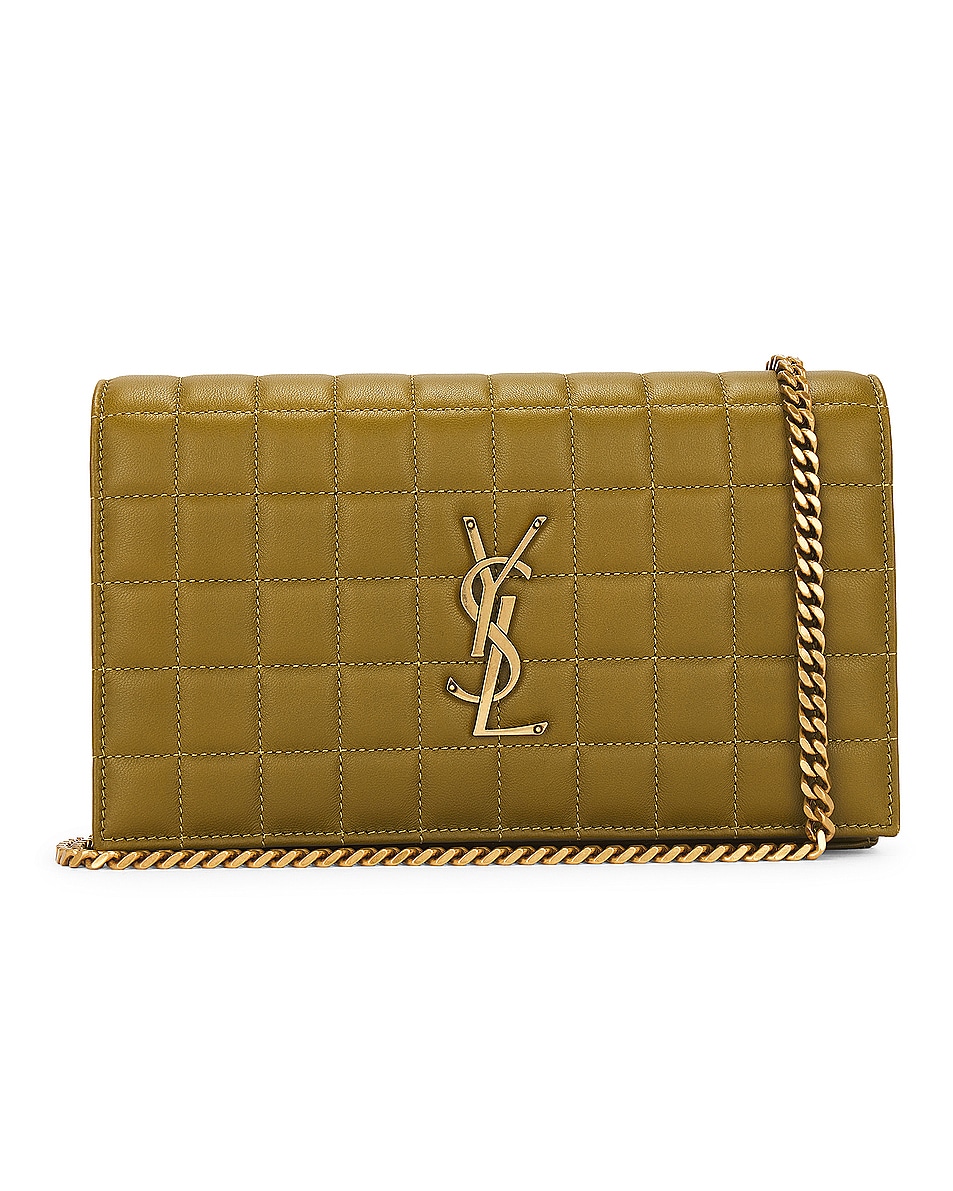 Image 1 of Saint Laurent Cassandre Classic Chain Wallet Bag in Vert Olive