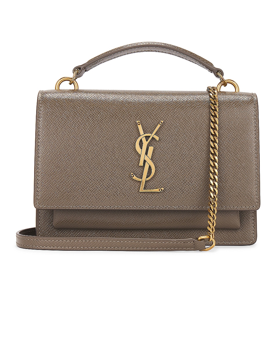 Image 1 of Saint Laurent Top Handle Sunset Chain Wallet Bag in Warm Taupe