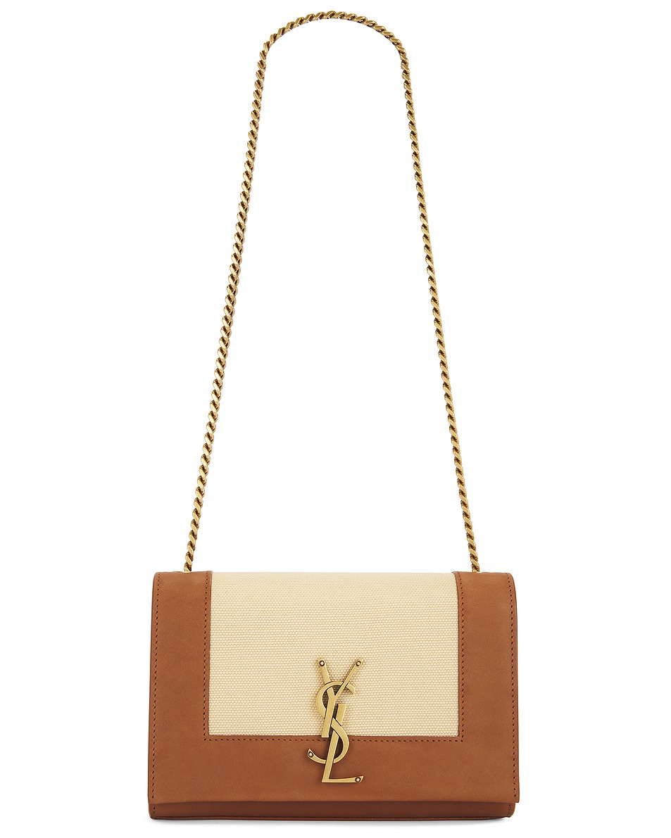 Image 1 of Saint Laurent Small Kate Chain Bag in Naturel & Brick