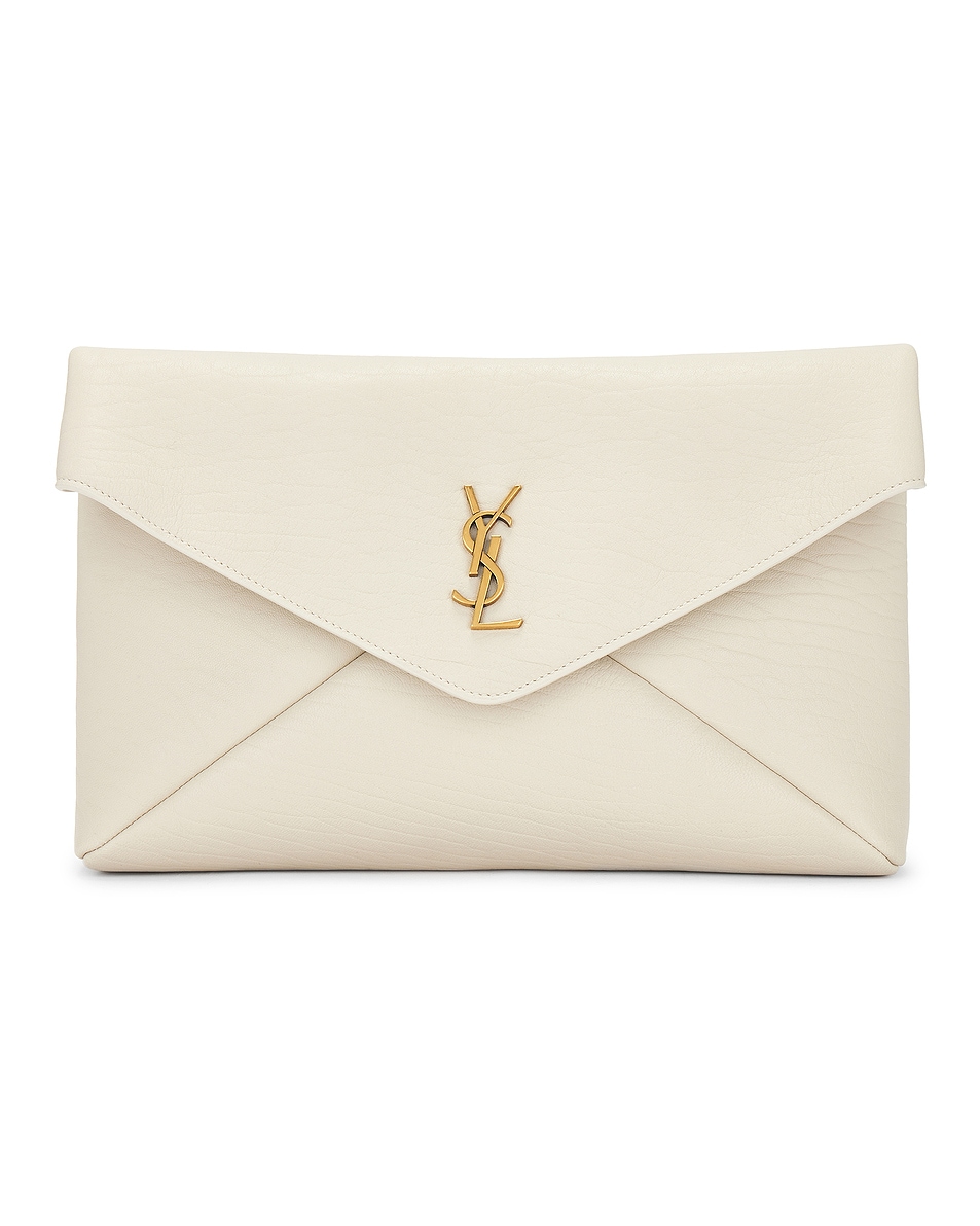 Image 1 of Saint Laurent Large Envelope Pouch in Crema Soft