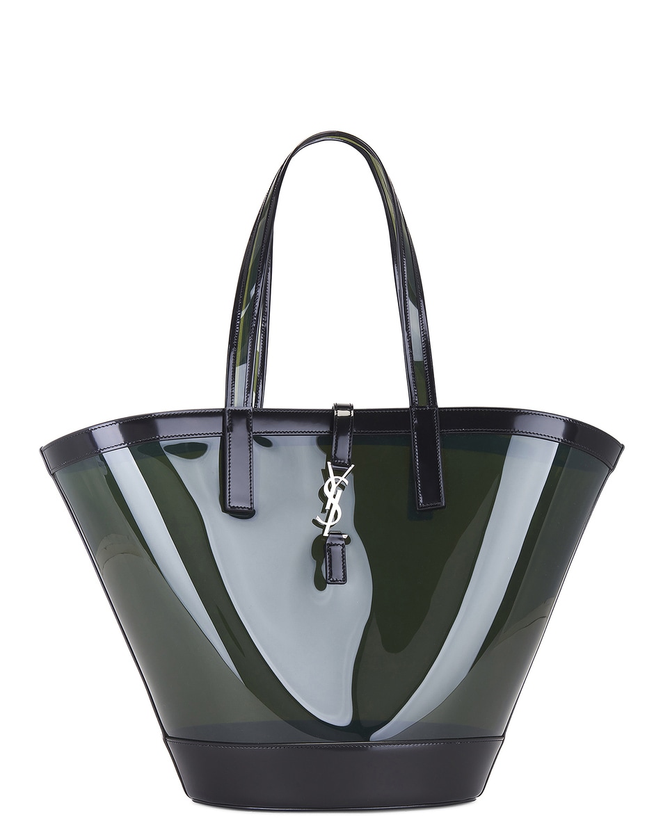 Image 1 of Saint Laurent Medium Panier Tote Bag in Noir & Peppermint