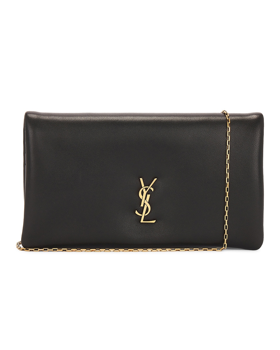 Image 1 of Saint Laurent Large Bi-fold Wallet On Chain in Nero