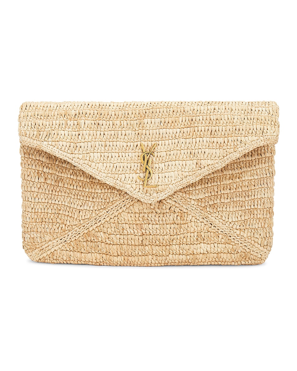 Image 1 of Saint Laurent Large Envelope Pouch in Naturale & Brick