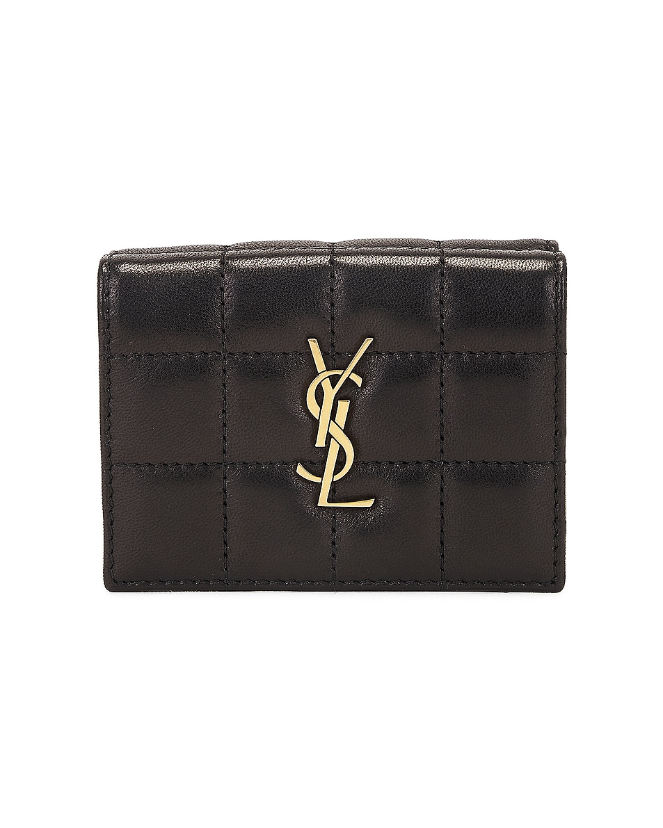 Image 1 of Saint Laurent Tiny Origami Wallet in Nero