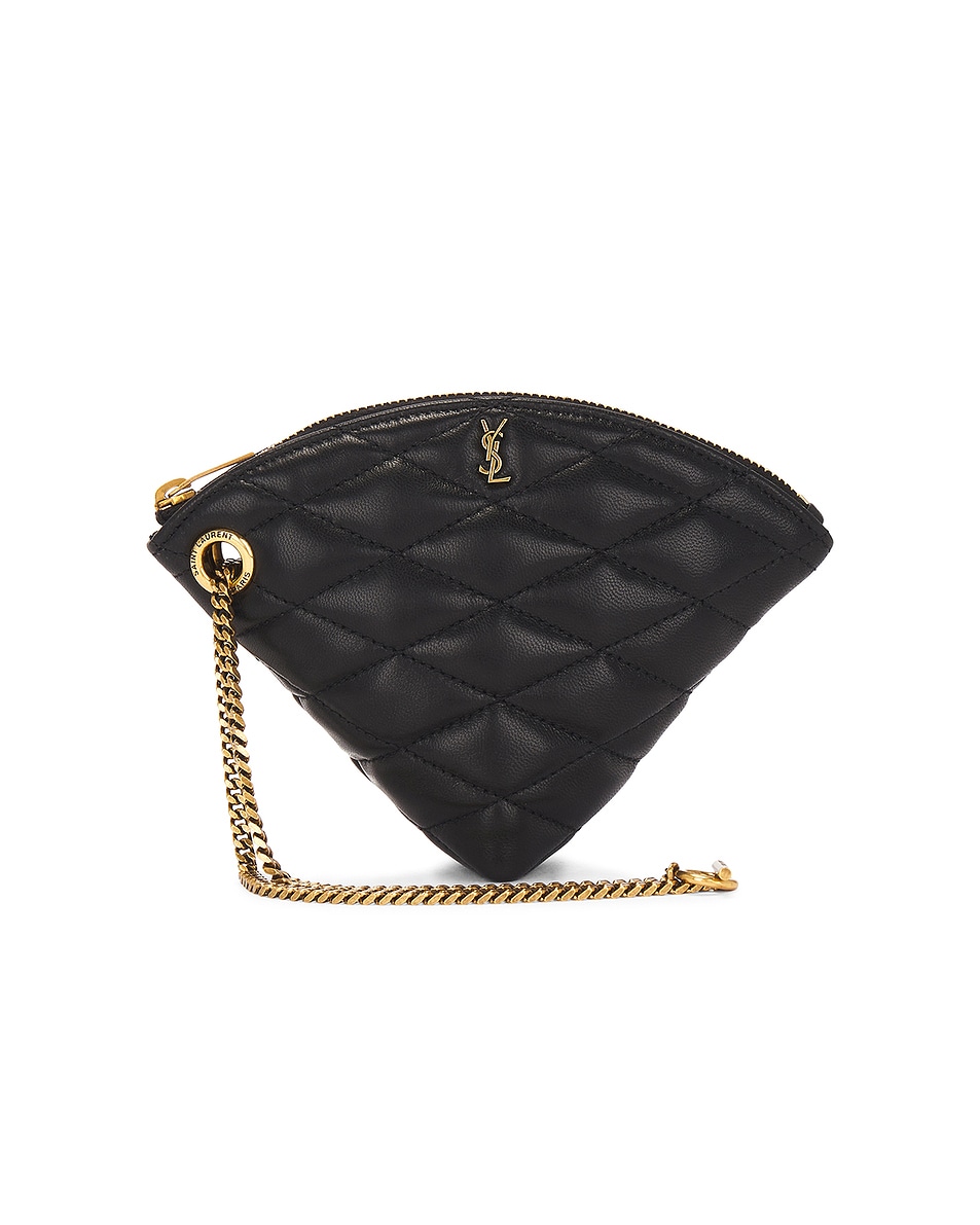 Image 1 of Saint Laurent Sade Triangle Coin Purse in Nero