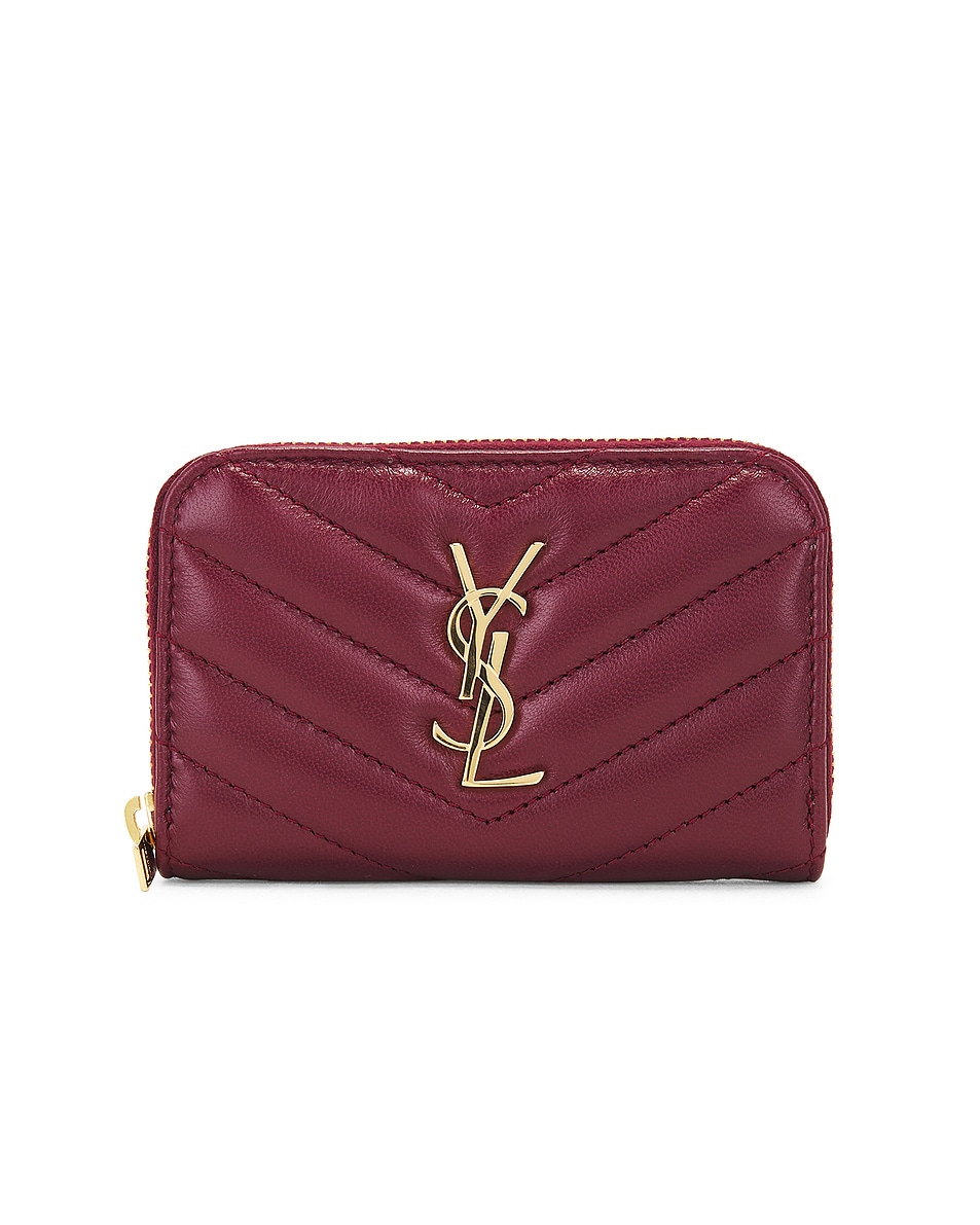 Image 1 of Saint Laurent Coin Card Wallet in New Dark Bordeaux