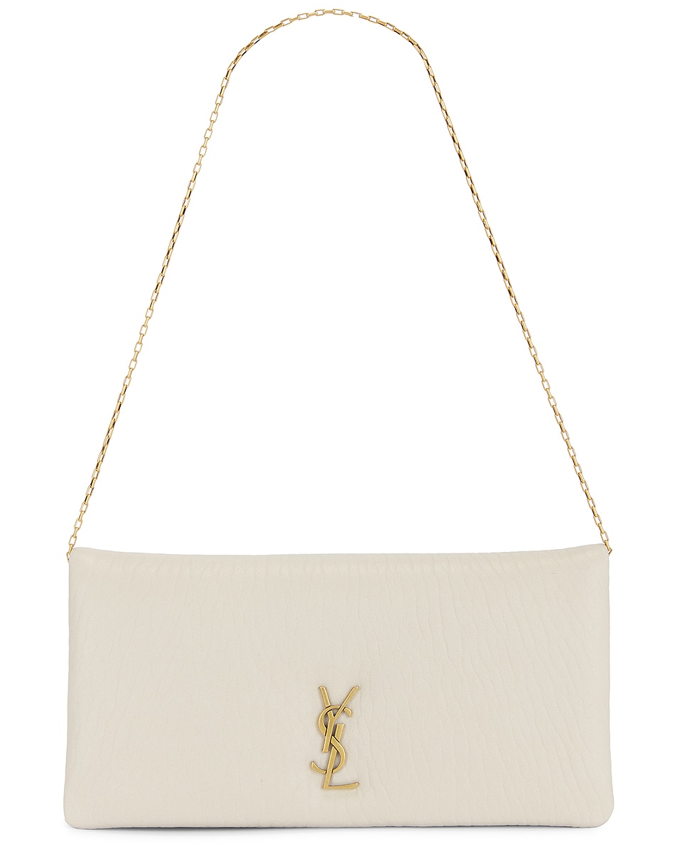 Image 1 of Saint Laurent Small Pouch On Chain in Crema Soft