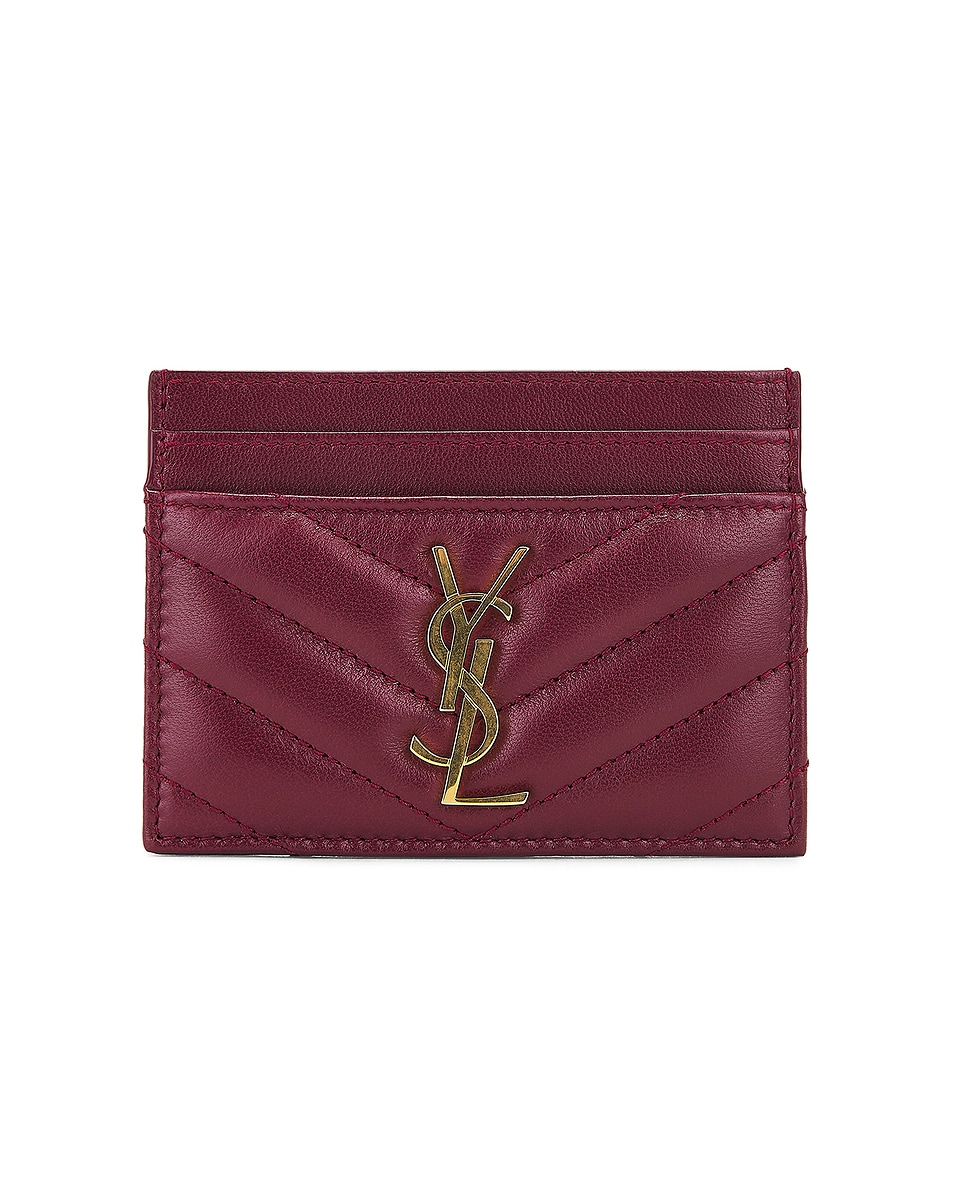 Image 1 of Saint Laurent Credit Card Case in Rouge Merlot